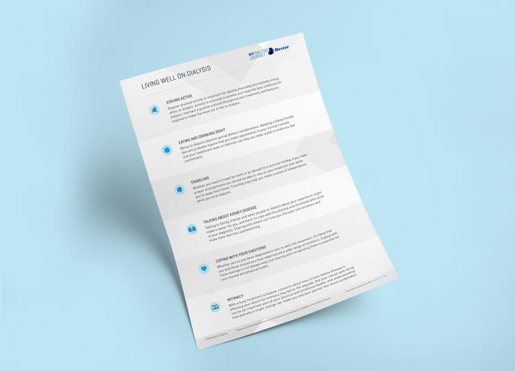 Downloadable guide to an overview of choices and activities for living well on dialysis
